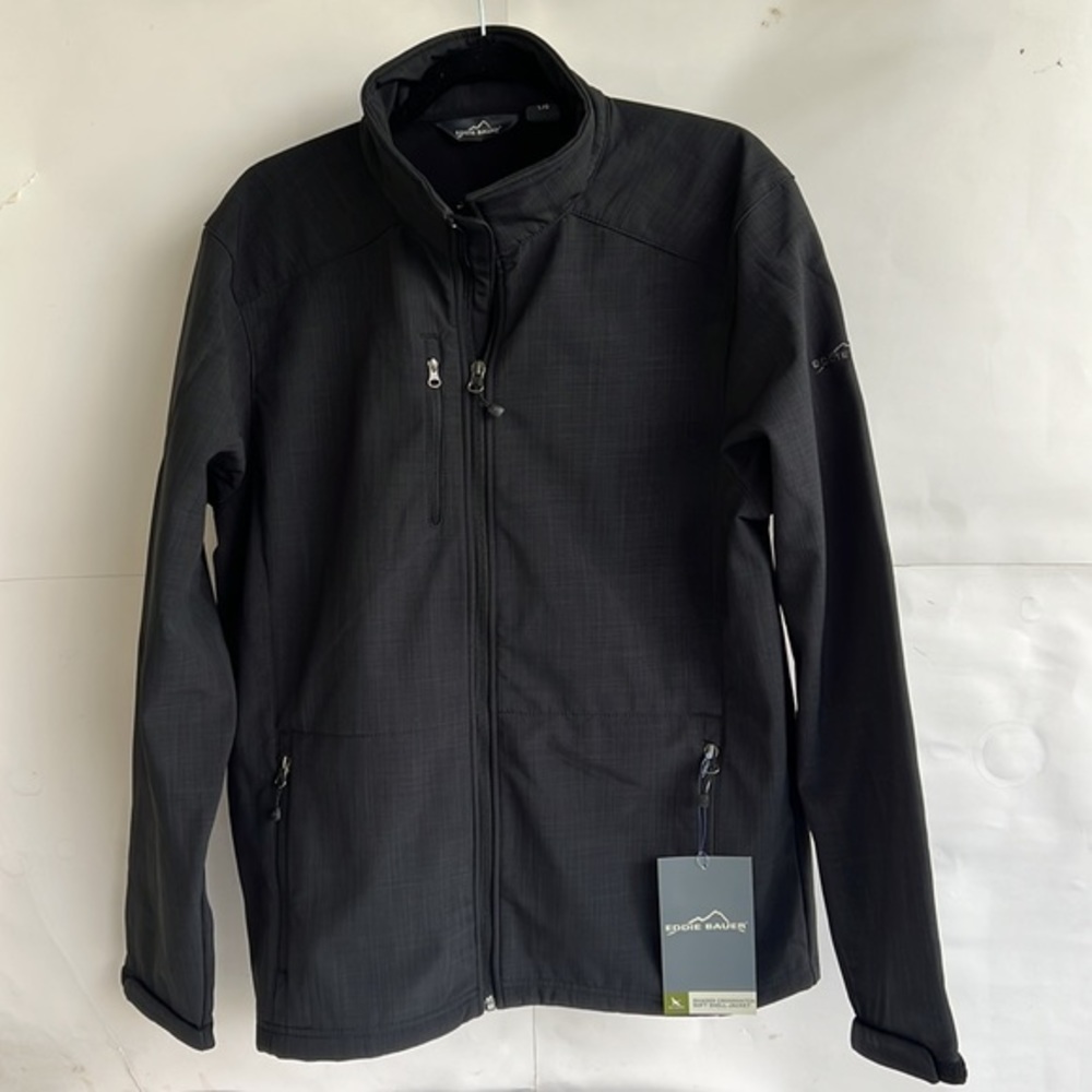Eddie Bauer Mens Shaded Crosshatch Shell Jacket Size L‎ Black EB532 - Picture 5 of 8